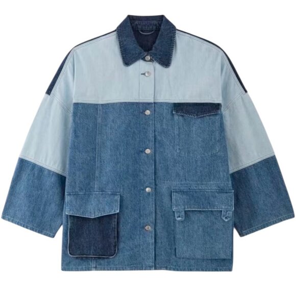 Limited Edition Everlane x Marques’‎ Almeida Diamond Blue Denim Jacket Medium - Picture 1 of 16